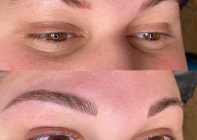 Before and after of microblading eyebrows