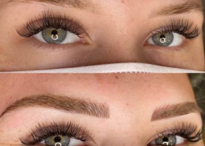 Before and after of microblading eyebrows